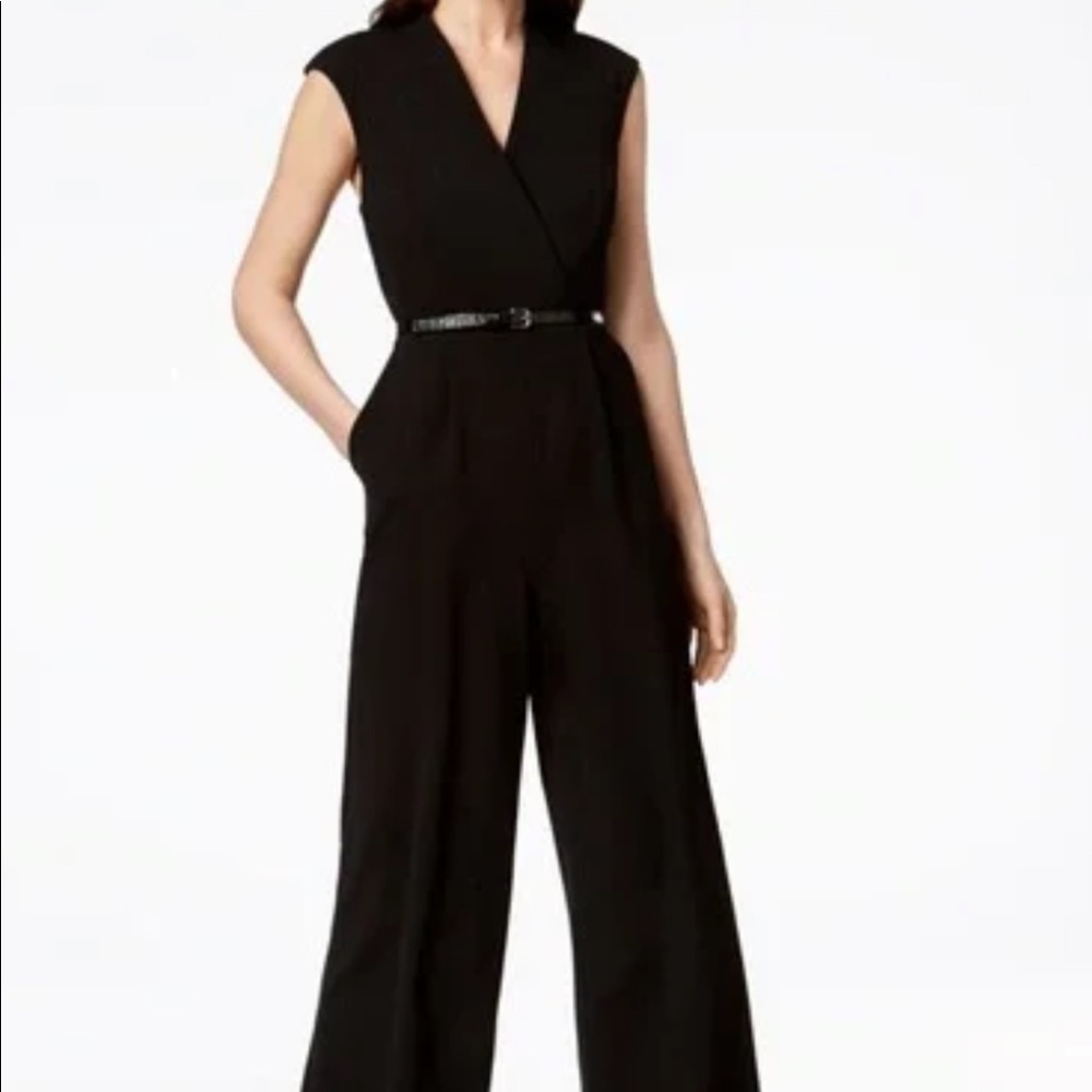 Calvin Klein Sleeveless Belted Jumpsuit In black (size 4)- BNWT